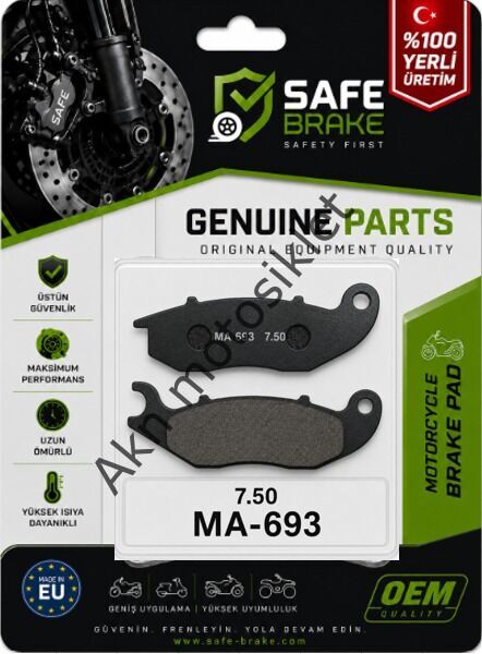 YARI SİNTER ARKA DİSK BALATA YUKİ HURACAN 250 PCX 125 -150 2018 APRİLLA UYUMLU