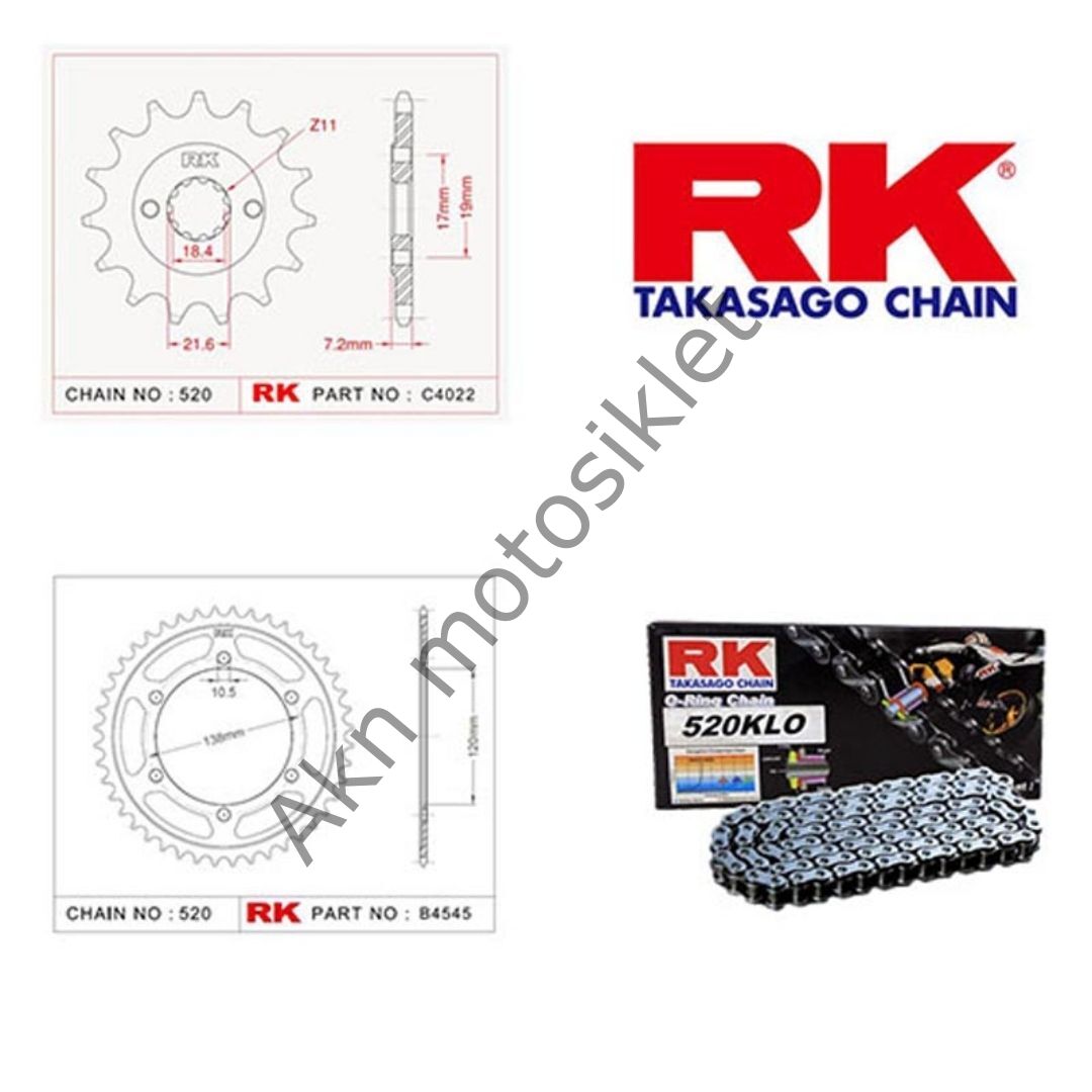 Honda Cbr 250R 2014-2018 O-Ringli Zincir Dişli Set RK Chain Japan