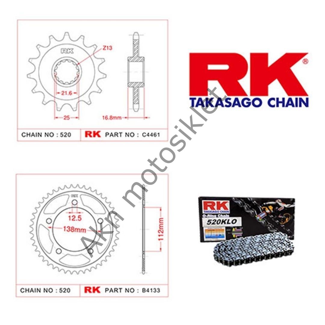 Honda Nc750 S/X 2014-2018 O-Ringli Zincir Dişli Set RK Chain Japan