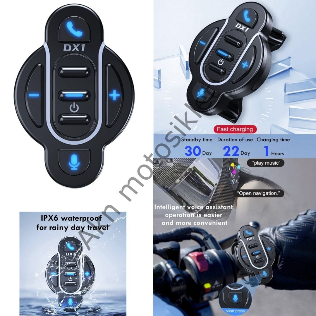 Motosiklet BT Kontrol Cihazı, Gidon Uzaktan Kumandası, Su Geçirmez, Çağrı/Müzik Kumandası, Sesli Asistan, Bisiklet, Elektrikli Bisiklet, Motosiklet İçin Medya Tuşlu Uzaktan Kumanda