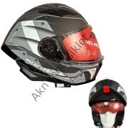 Motosiklet Kaskı Mat Gri Beyaz Çeneden Açılır Vizörlü MH-928
