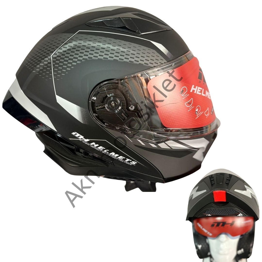 Motosiklet Kaskı Mat Siyah Beyaz Çeneden Açılır Vizörlü MH-928