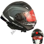 Motosiklet Kaskı Mat Siyah Beyaz Çeneden Açılır Vizörlü MH-928