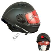 Motosiklet Kaskı Mat Siyah Çeneden Açılır Vizörlü MH-928