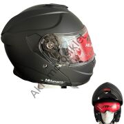Motosiklet Kaskı Matt Siyah Çeneden Açılır Vizörlü MH-935
