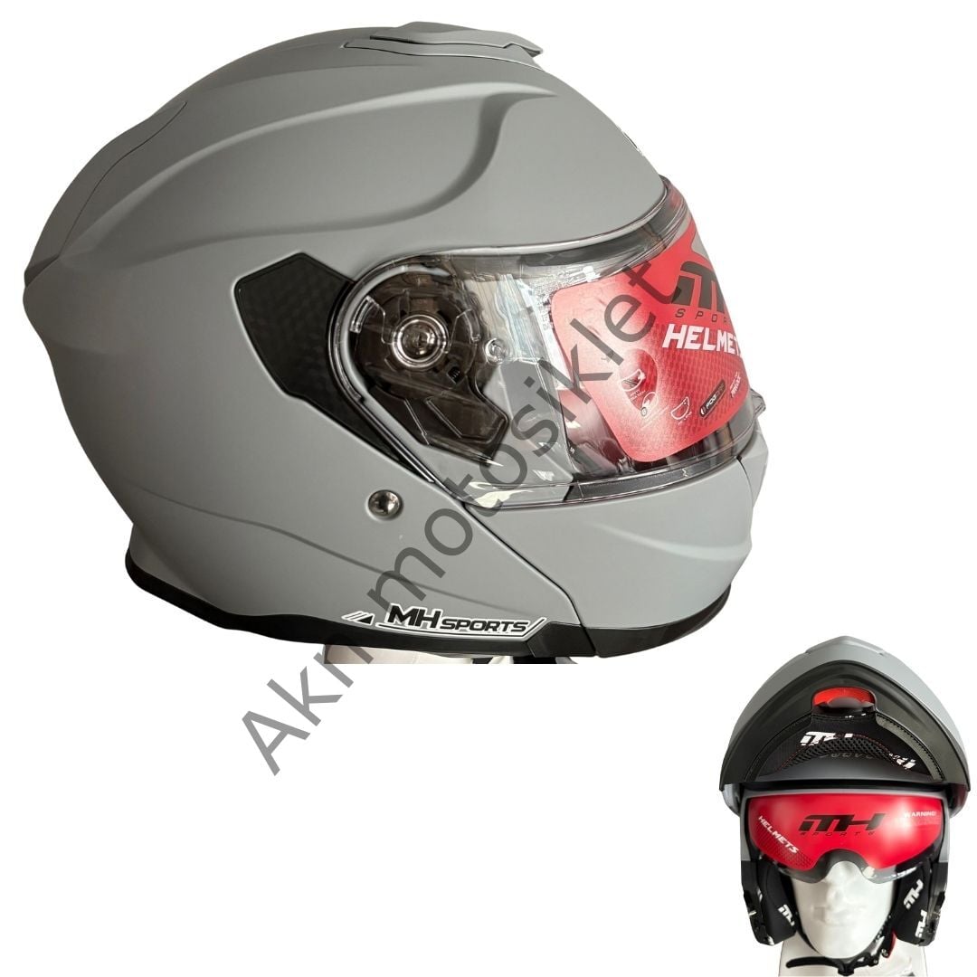 Motosiklet Kaskı Nardo Gri Çeneden Açılır Vizörlü MH-935