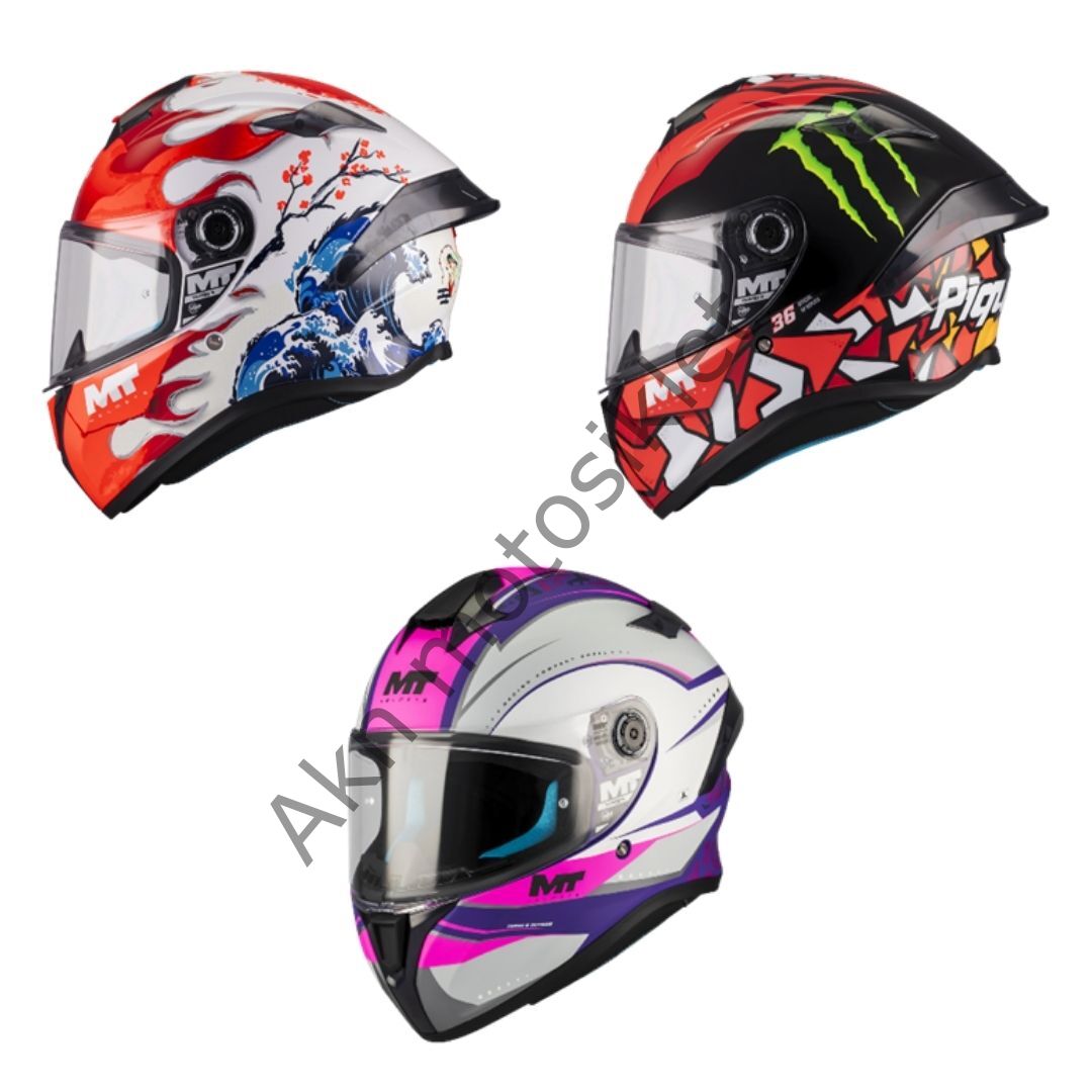 Mt Targo FF106B Full Face Kask Karışık Desen, ECE / DOT Sertifikalı, Polikarbon Kabuk