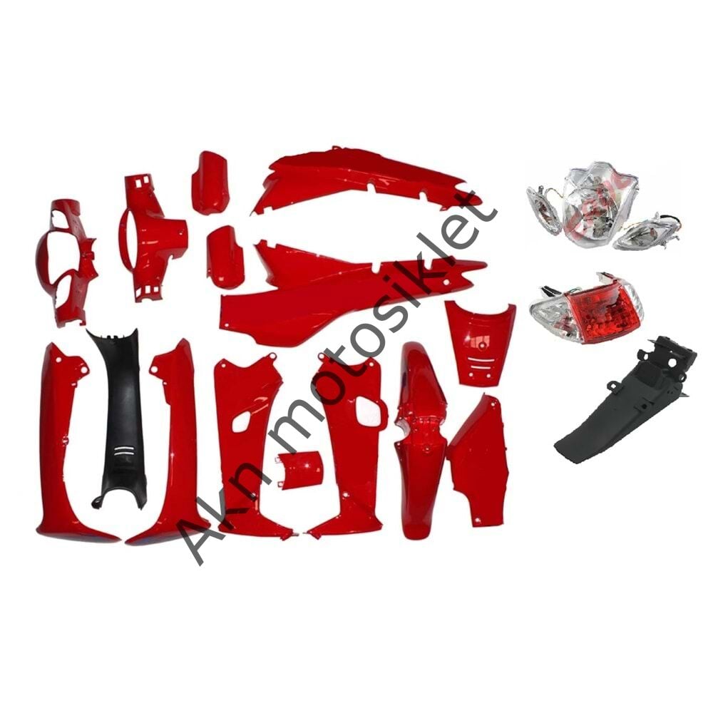 CUB KH 100 KAPORTA SETİ KIRMIZI (FAR + STOP) DAHİL