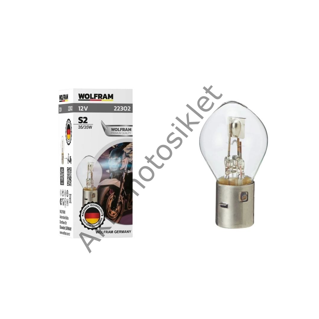 S2 Ampul Standart Işık Motosiklet ( Çift Soğutmalı ) 12V 35/35W Adet Wolfram