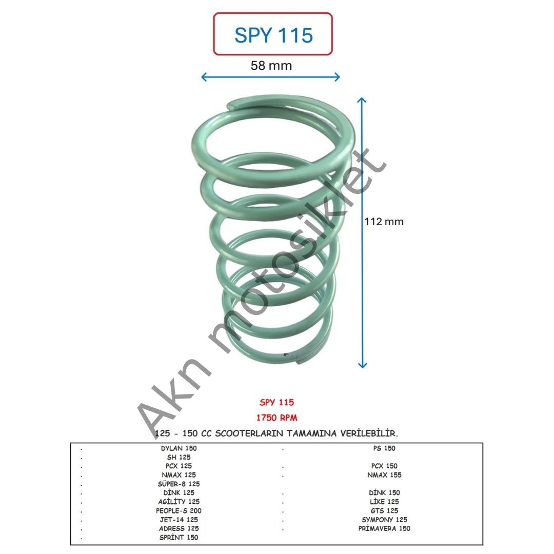 Speed Up Performans Debriyaj Yayı (SPY115) 1750 Rpm Bütün Scooter'lar, Pcx, Nmax