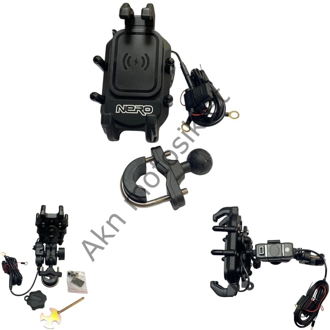 Telefon Tutucu Titreşim Modüllü Nero Şarjlı W-707, Gidon Bağlantılı