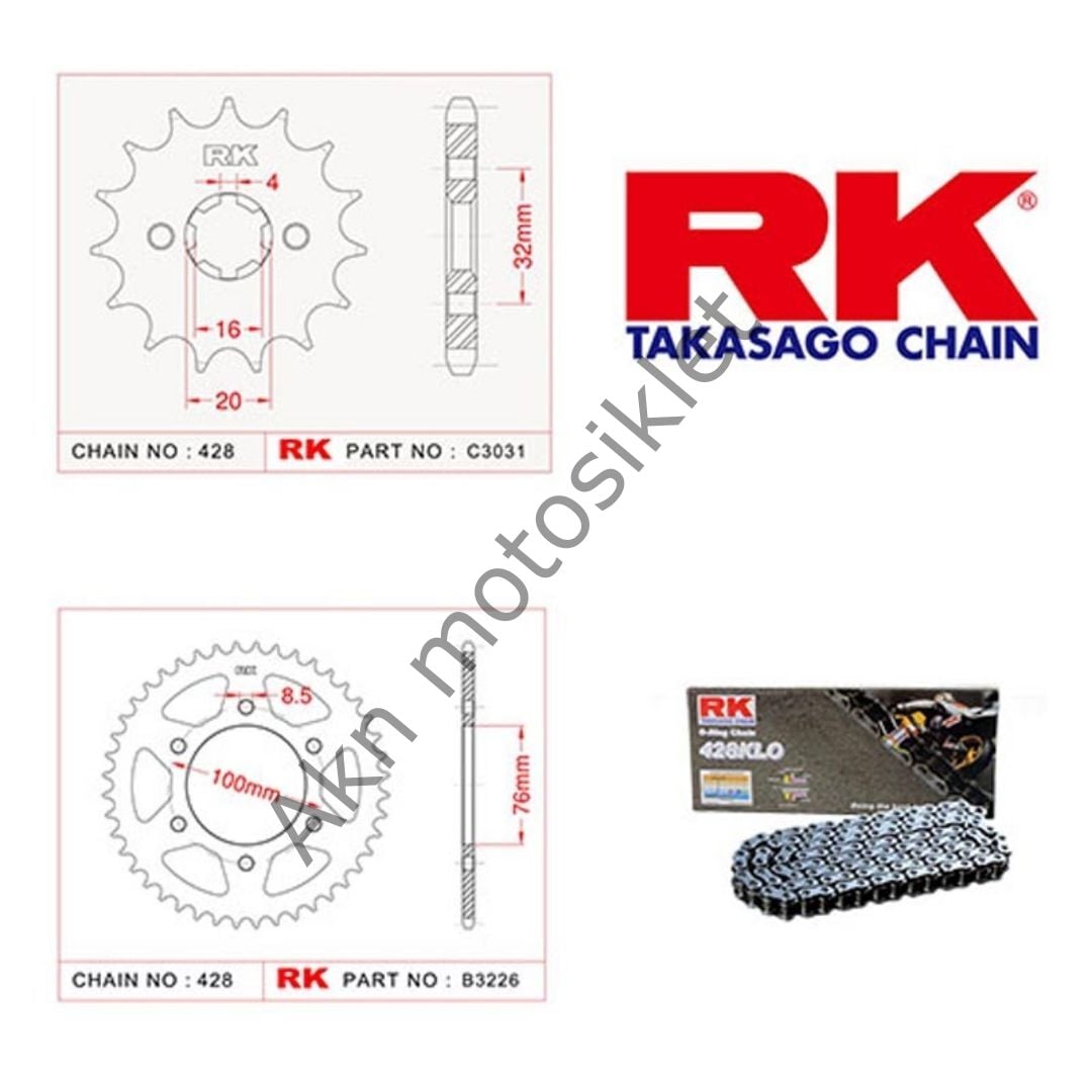 Yamaha Yzf R25, Mt25 O-Ringli Zincir Dişli Set RK Chain Japan