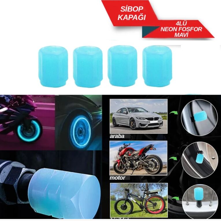 FOSFORLU SİBOP KAPAĞI 4'LÜ TAKIM MAVİ