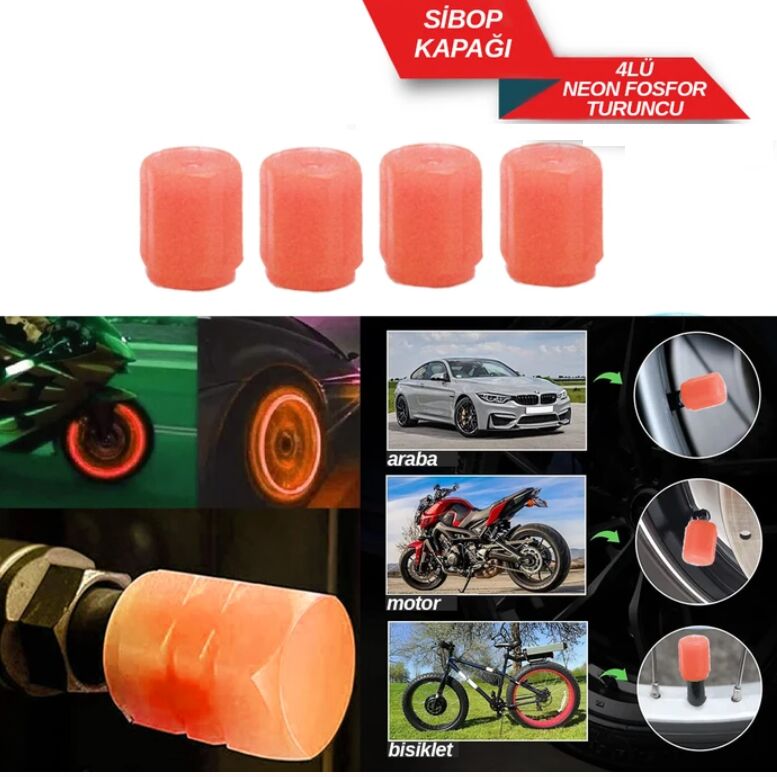 FOSFORLU SİBOP KAPAĞI 4'LÜ TAKIM TURUNCU