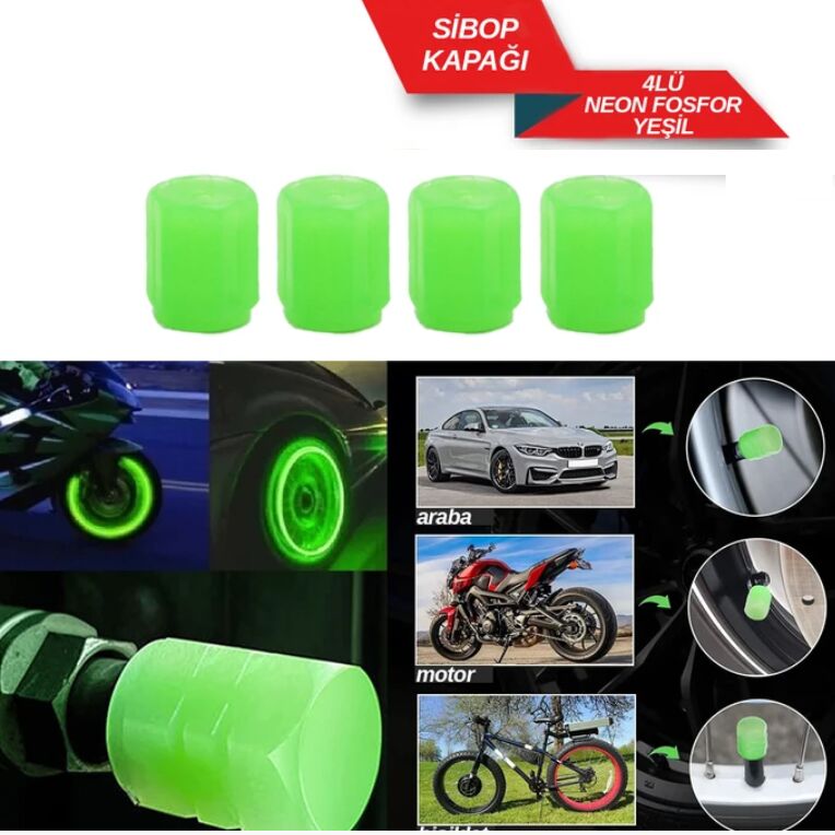 FOSFORLU SİBOP KAPAĞI 4'LÜ TAKIM YEŞİL