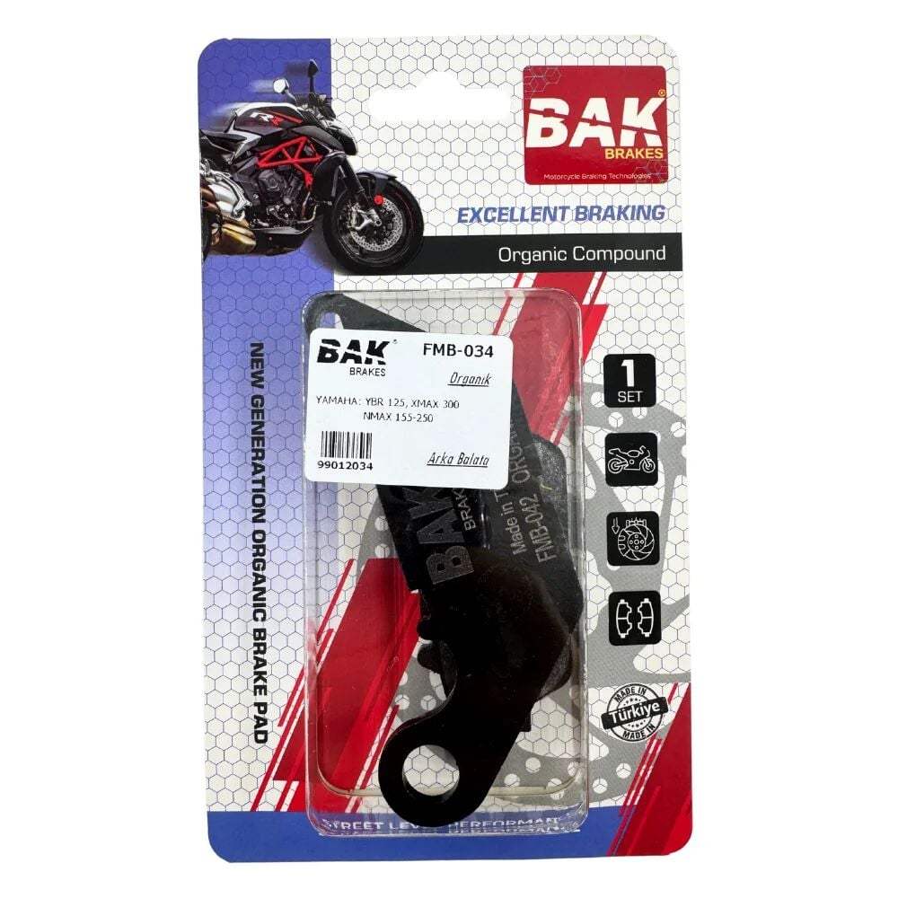 DİSK FREN BALATASI BAK ORGANİK YAMAHA XMAX 250-300, YBR125, NMAX 155-250