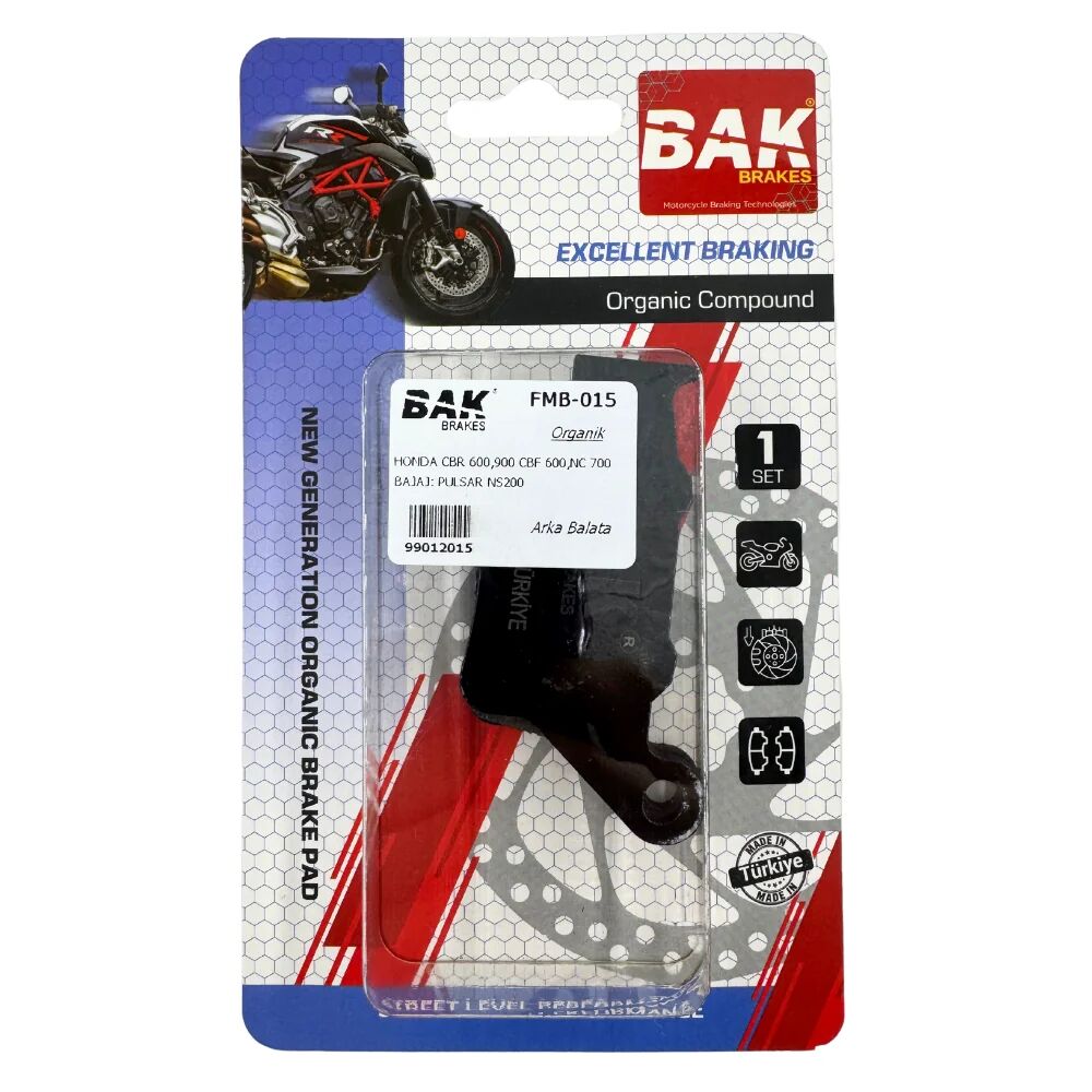 DİSK FREN BALATASI ORGANİK BAK BAJAJ DOMINAR 400, PULSAR NS200, BMW F650 GS, DUCATI, HONDA CBF500